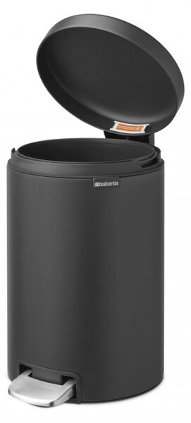 Кош за боклук с педал Brabantia NewIcon 649741, 12 л, Плавно затваряне, Противоплъзгаща основа, Минерално покритие, Тъмносив