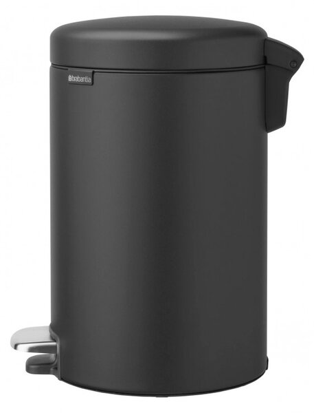 Кош за боклук с педал Brabantia NewIcon 649741, 12 л, Плавно затваряне, Противоплъзгаща основа, Минерално покритие, Тъмносив
