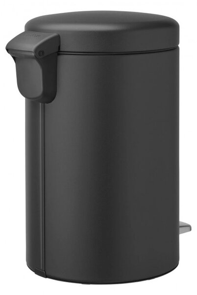 Кош за боклук с педал Brabantia NewIcon 649741, 12 л, Плавно затваряне, Противоплъзгаща основа, Минерално покритие, Тъмносив