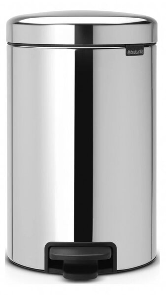 Кош за боклук с педал Brabantia NewIcon 649025, 12 л, Плавно затваряне, Противоплъзгаща основа, Инокс