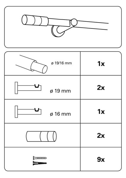 Метален разтегателен корниз 120 - 210 cm Kreta - Gardinia