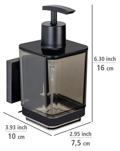 Черен самозалепващ пластмасов диспенсер за сапун 340 ml Quadro – Wenko