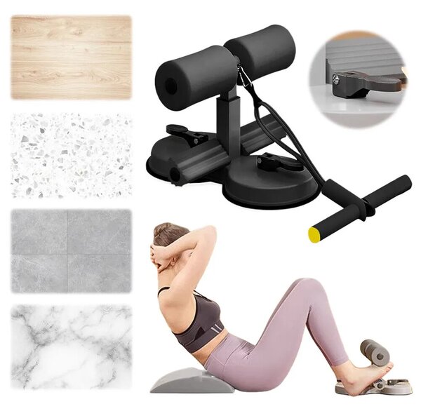 Coregrip™ двойна вакуумна чаша за помощ при коремни преси с въже, Черно