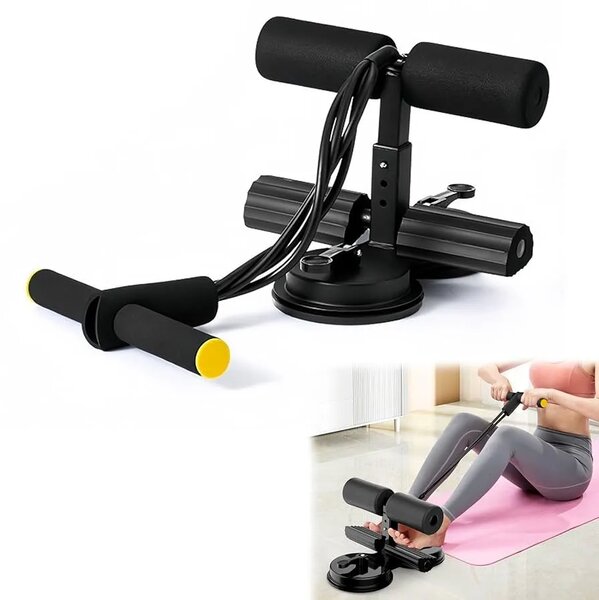 Coregrip™ двойна вакуумна чаша за помощ при коремни преси с въже, Черно
