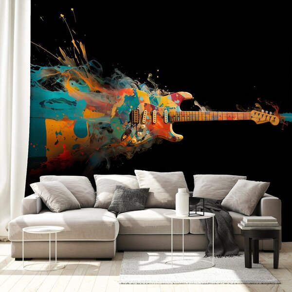 Тапет – Цветна електрическа китара в движение