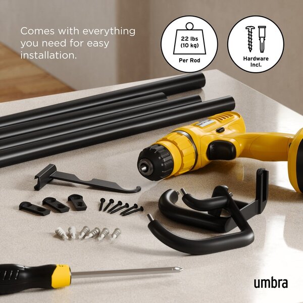 Стоманен разтегателен двоен корниз 76 - 213 cm Twilight – Umbra