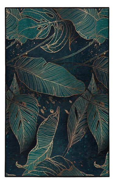 Килим подходящ за пране в петролен цвят 80x150 cm Midnight Jungle – Mila Home