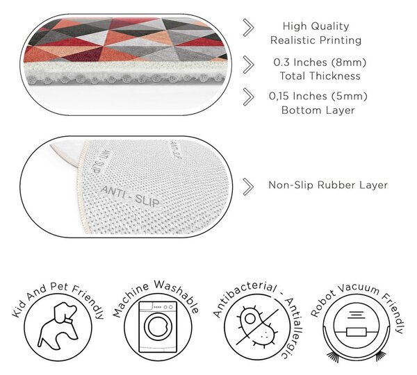 Червено-сив кръгъл килим подходящ за пране ø 150 cm Ignite – Mila Home