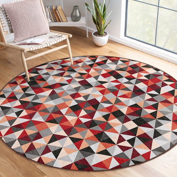 Червено-сив кръгъл килим подходящ за пране ø 150 cm Ignite – Mila Home