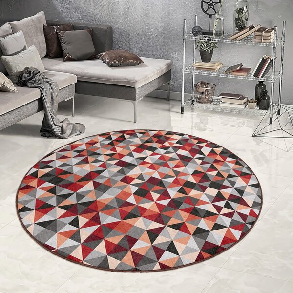Червено-сив кръгъл килим подходящ за пране ø 150 cm Ignite – Mila Home