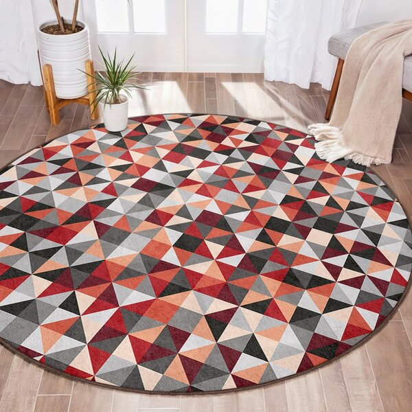 Червено-сив кръгъл килим подходящ за пране ø 150 cm Ignite – Mila Home