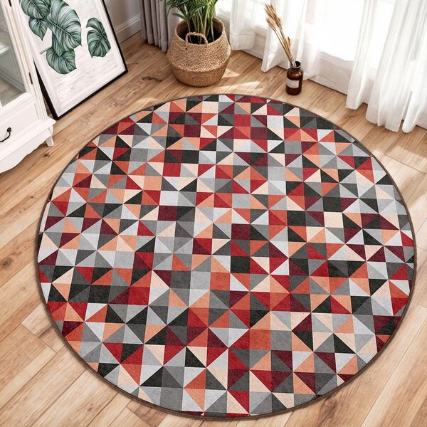 Червено-сив кръгъл килим подходящ за пране ø 150 cm Ignite – Mila Home