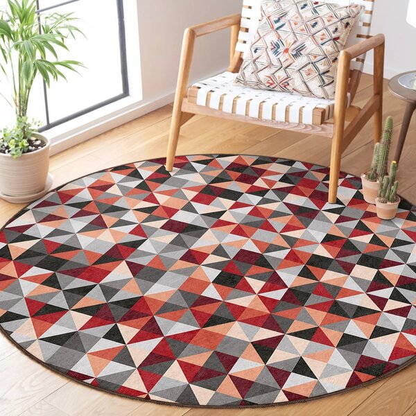 Червено-сив кръгъл килим подходящ за пране ø 150 cm Ignite – Mila Home