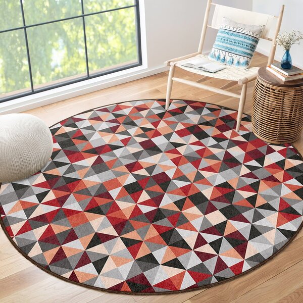 Червено-сив кръгъл килим подходящ за пране ø 150 cm Ignite – Mila Home