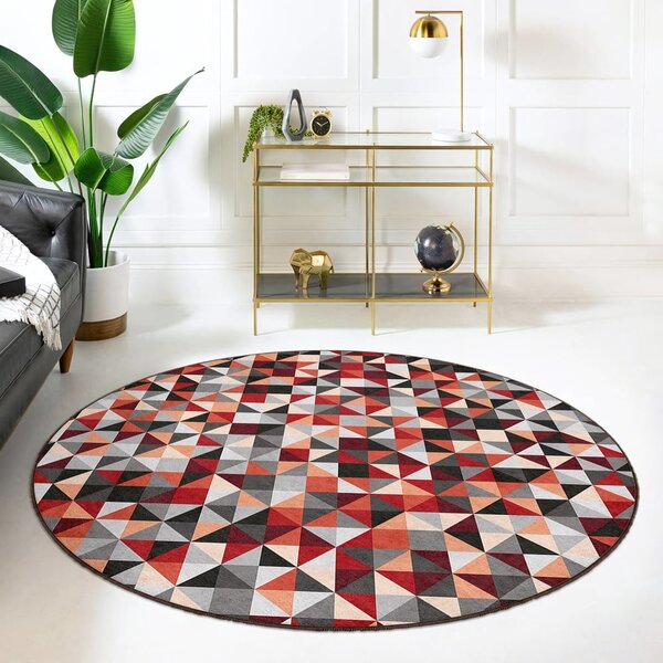 Червено-сив кръгъл килим подходящ за пране ø 150 cm Ignite – Mila Home