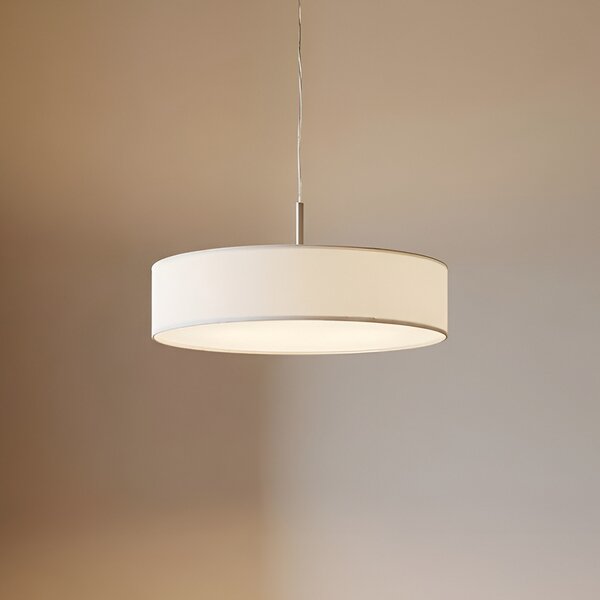 Lindby Висяща лампа Sebatin, Ø 50 cm, бял, плат, E27, Затъмняване, Бежов, Кухня, Плат / текстил, Модерен
