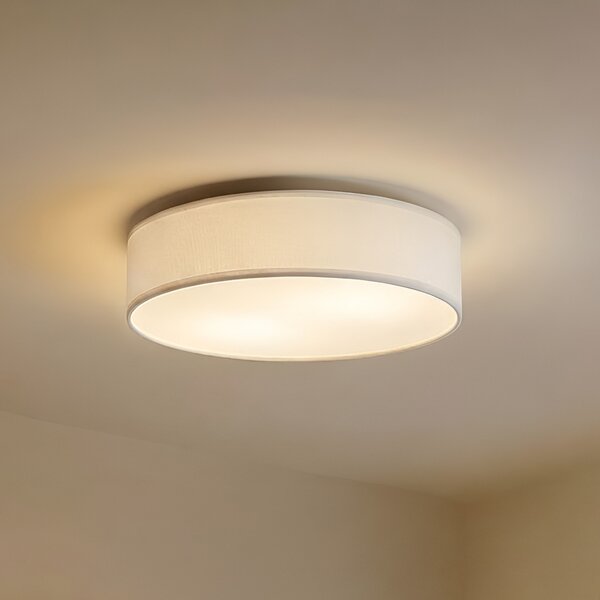 Lindby Таванска лампа Sebatin, Ø 50 cm, бяла, плат, E27, Затъмняване, Бял, спалня, Плат / текстил, Скандинавски