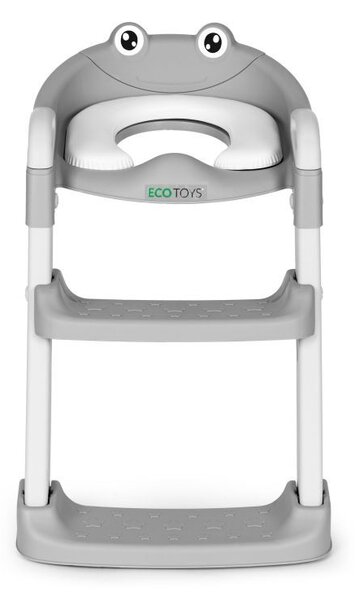 Детска тоалетна седалка ECOTOYS сива със стъпала и стълба