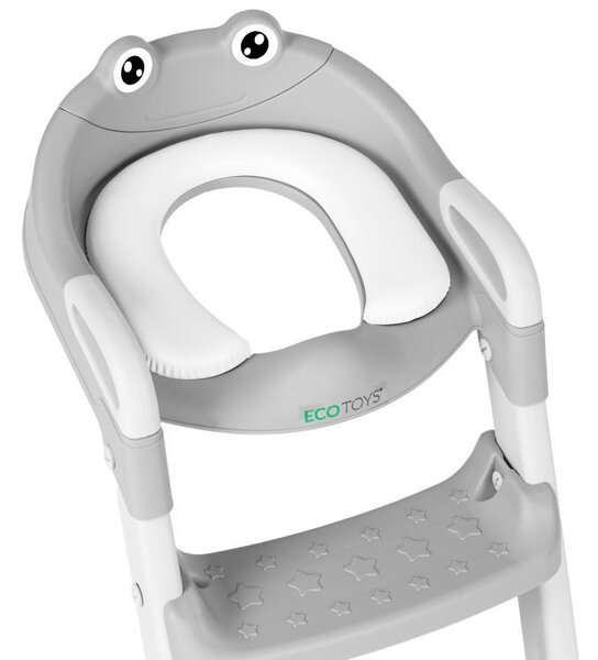 Детска тоалетна седалка ECOTOYS сива със стъпала и стълба