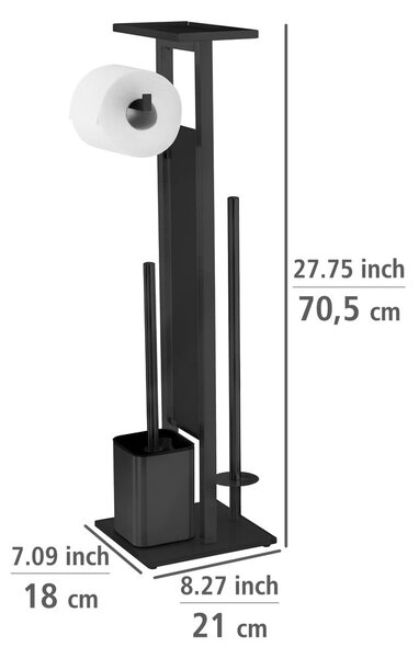 Черна поставка за тоалетна хартия с четка от неръждаема стомана Debar - Wenko