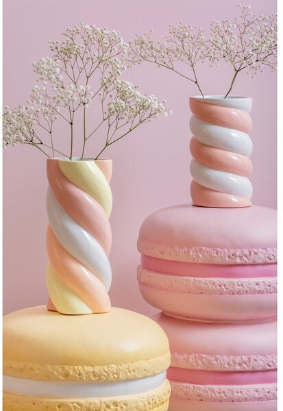 Бяла/розова керамична ваза (височина 23 cm) Marshmallow – PT LIVING