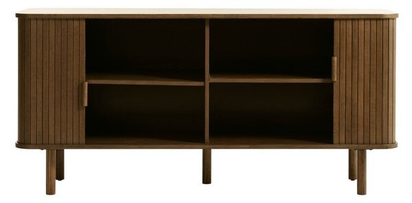 Кафяв нисък скрин в дъбов декор с плъзгащи се врати 76x160 cm Cavo - Unique Furniture