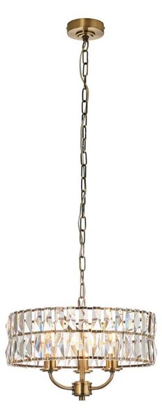 Endon 106243 - Полилей на верига CLIFTON 3xE14/6W/230V Ø 38,5 cm месинг/прозрачно стъкло