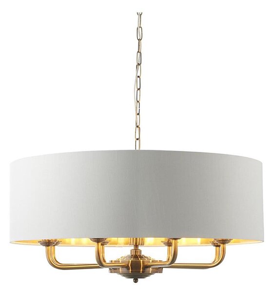 Endon 98938 - Полилей на верига HIGHCLERE 8xE14/40W/230V Ø 70 см бял/месинг