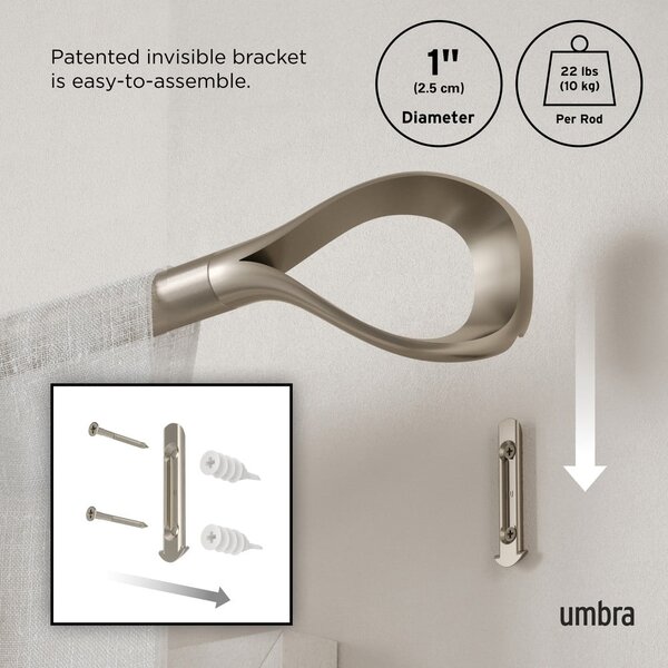Разтегателен корниз от неръждаема стомана 107 - 305 cm Loop – Umbra