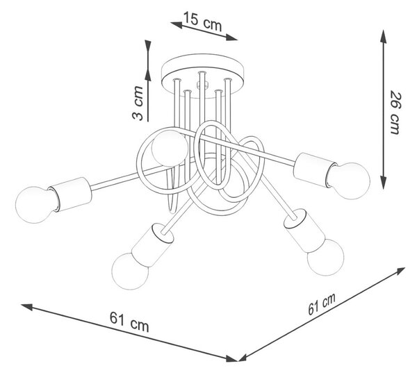 Осветително тяло за таван в черен и естествен цвят 15x61 cm Tumber – Nice Lamps