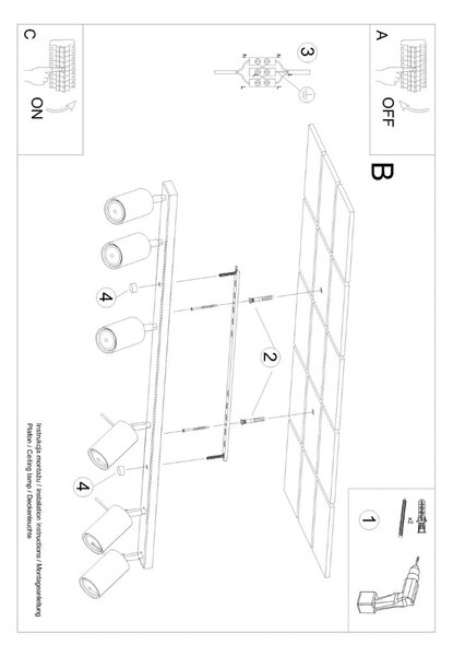 Кремаво осветително тяло за таван 6x117 cm Etna – Nice Lamps