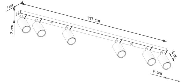 Кремаво осветително тяло за таван 6x117 cm Etna – Nice Lamps