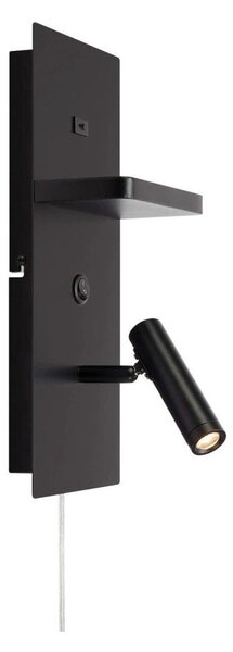 Markslöjd 109018 - LED настенно осветително тяло с полица и USB порт CARICA 4W/230V черно