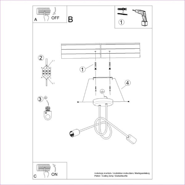 Черно осветително тяло за таван 18x57 cm Opulent – Nice Lamps