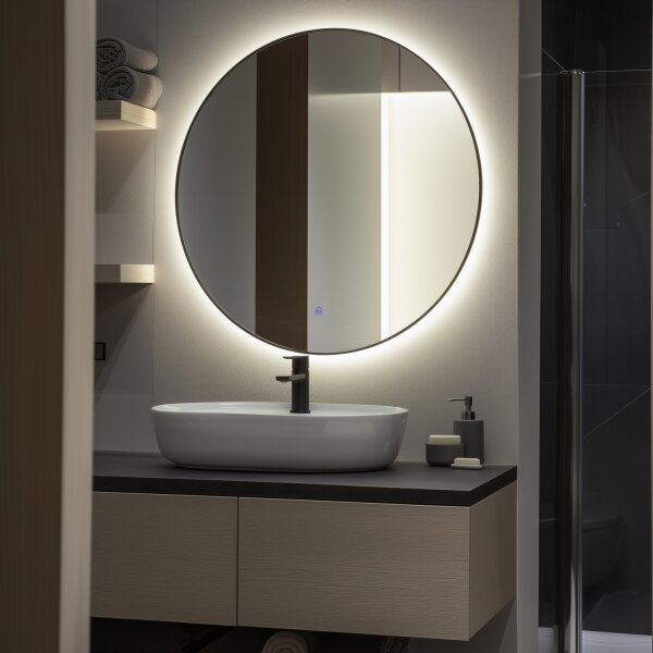 Brilagi - LED огледало за баня VENA BLACK LED/26W/230V 80 cm IP44 CRI 90 димируемо + CCT