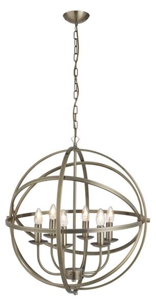Searchlight 2476-6AB - Полилей на верига ORBIT 6xE14/60W/230V месинг