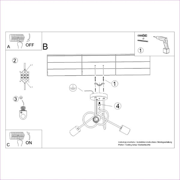 Осветително тяло за таван в естествен цвят 14x56 cm Tumber – Nice Lamps