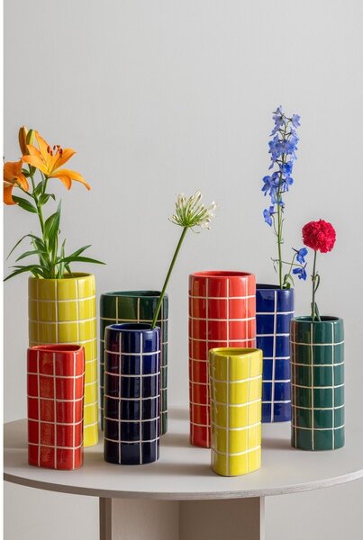 Синя керамична ваза (височина 30 cm) Retro Tiles – PT LIVING