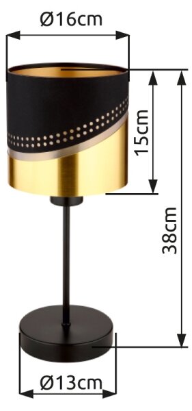 Globo 54046T - Настолна лампа OR 1xE27/40W/230V Ø 16 см черен/златист