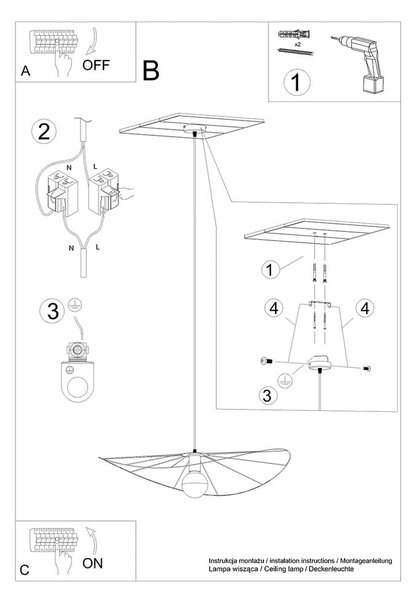 Черно висящо осветително тяло ø 70 cm Elliot - Nice Lamps