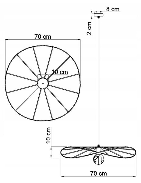 Черно висящо осветително тяло ø 70 cm Elliot - Nice Lamps