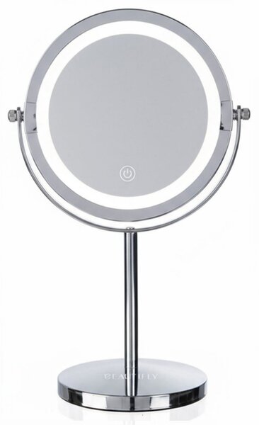 Козметично огледало Beautifly Looking Glass Light, 14.5 см, 10х увеличение, USB-C, LED, 360° регулиране, Сребрист