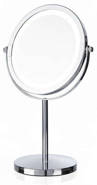 Козметично огледало Beautifly Looking Glass Light, 14.5 см, 10х увеличение, USB-C, LED, 360° регулиране, Сребрист