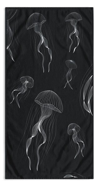 Черно-бяла плажна кърпа 90x180 cm Jellyfish - DecoKing