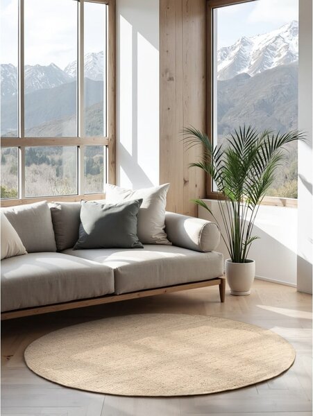 Кремав кръгъл килим от юта ø 160 cm Bouclé Jaipur – Hanse Home