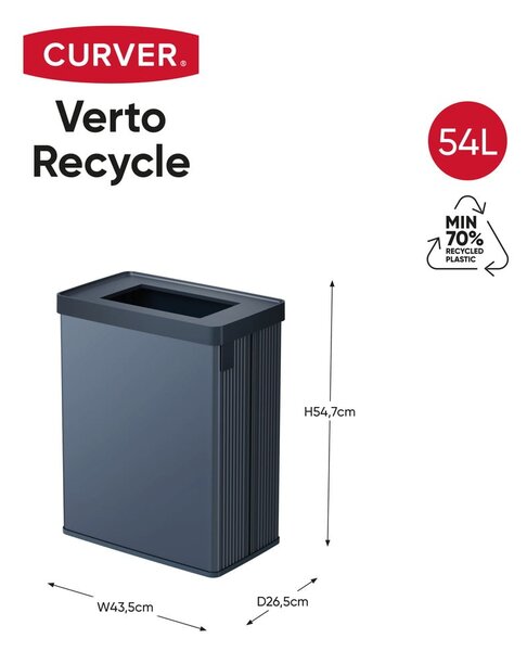 Синьо кошче за боклук за рециклиране от рециклирана пластмаса 54 l Verto Recycle – Curver