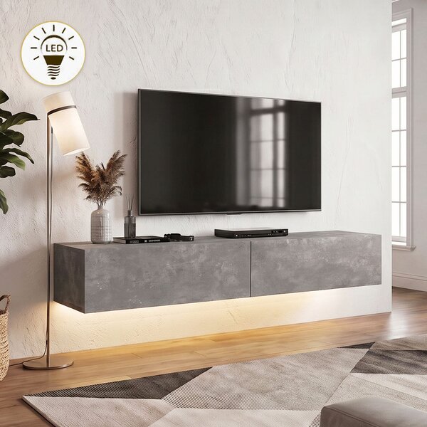 Aristo TopMebel меламинов стенен ТВ шкаф с LED осветление в цвят бетонно сиво 135x31.6x25cm