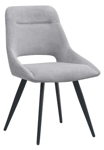 Тапициран трапезен стол Firenze TopMebel в сив цвят с черни метални крака 51x60x81см