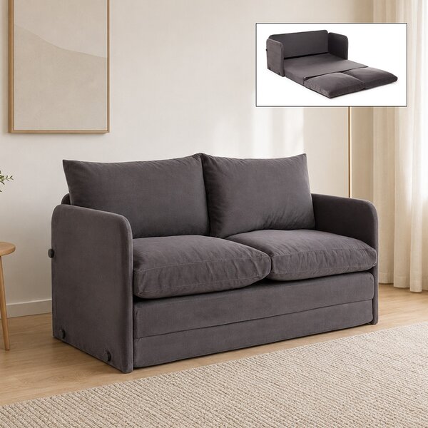 Тапициран двоен разтегателен диван-легло Saga XL TopMebel в сив цвят 148x70x66cm