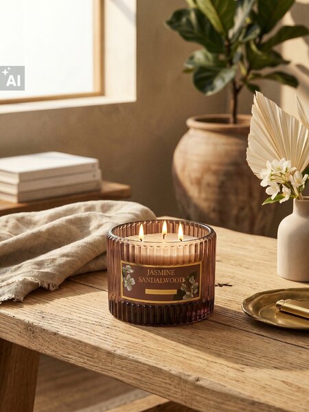 Sinsay - Ароматна свещ Jasmine Sandalwood - кaфяв
